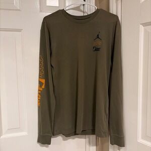 Jordan Mens Flight Team Long Sleeve T-Shirt Olive Green Small Jumpman Graphic